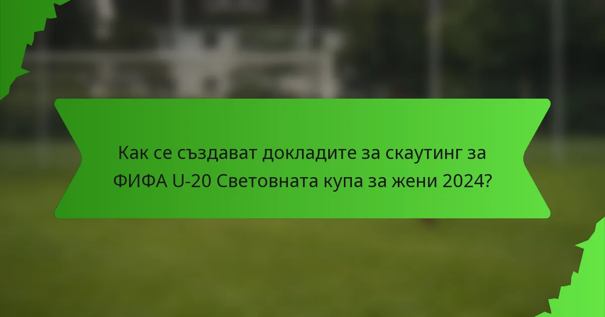 Как се създават докладите за скаутинг за ФИФА U-20 Световната купа за жени 2024?